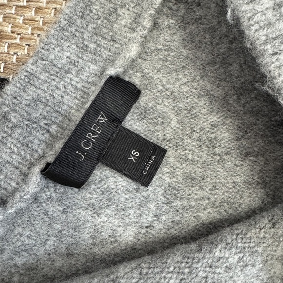 J Crew V Back Sweater Women's Velvet Tie XS Gray Bow Pullover Wool Blend Relaxed - Picture 7 of 12